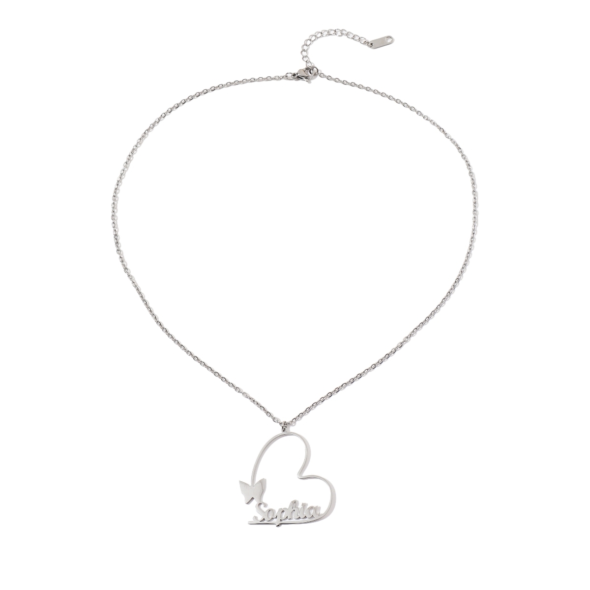 Custom Name Necklaces with Heart and Butterfly Designs