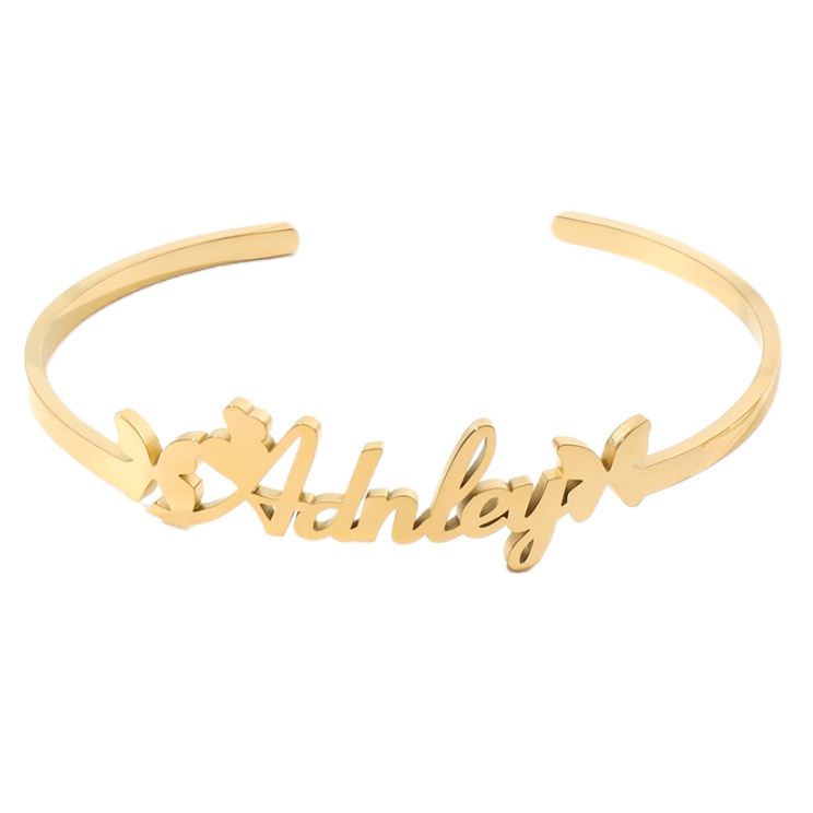 Custom Butterfly-shaped Name Bracelet and Ring Jewelry Set