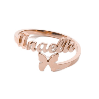 Custom Butterfly-shaped Name Bracelet and Ring Jewelry Set
