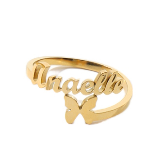 Custom Butterfly-shaped Name Bracelet and Ring Jewelry Set