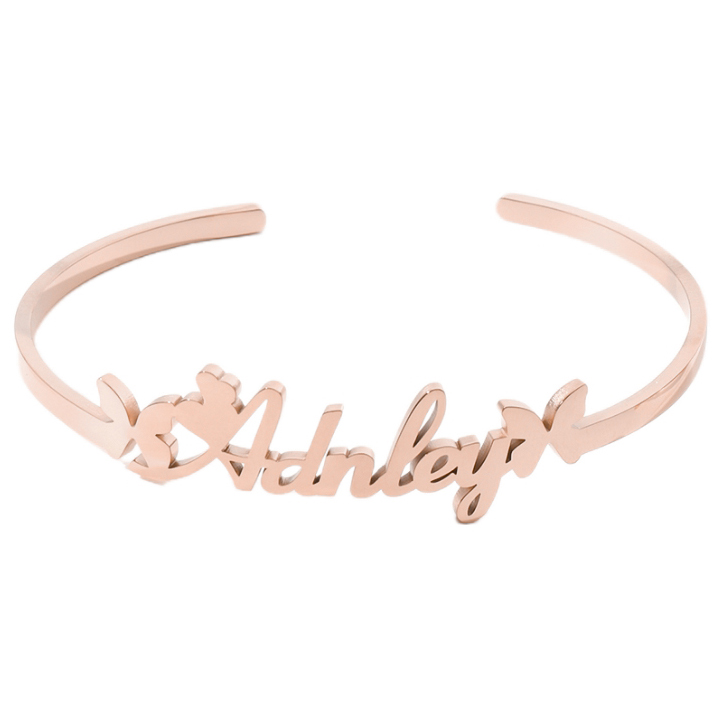 Custom Butterfly-shaped Name Bracelet and Ring Jewelry Set