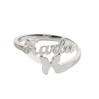 Custom Butterfly-shaped Name Bracelet and Ring Jewelry Set