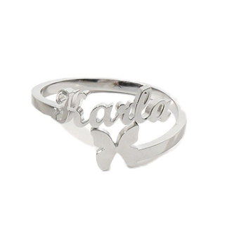Custom Butterfly-shaped Name Bracelet and Ring Jewelry Set