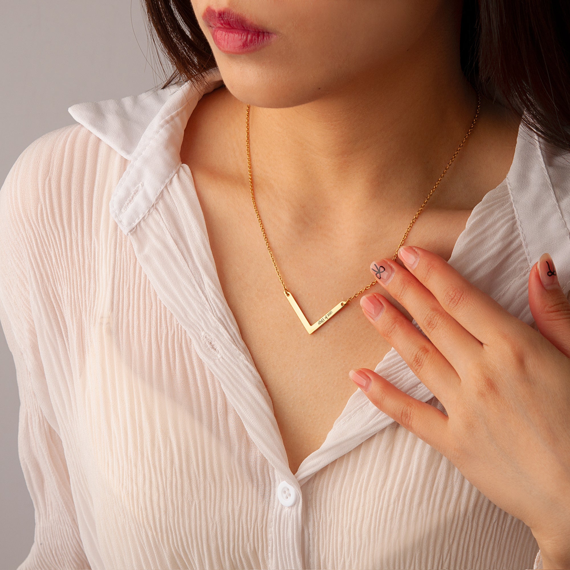 V shaped Custom Necklace with Double Names