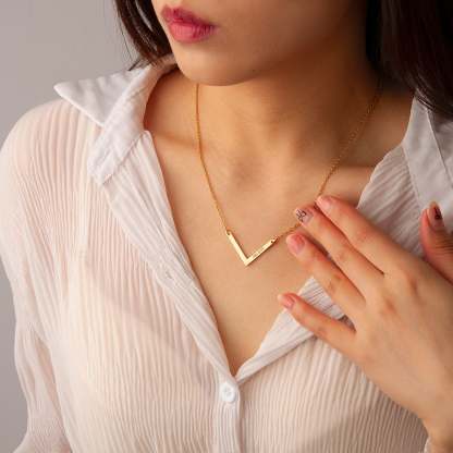 V shaped Custom Necklace with Double Names