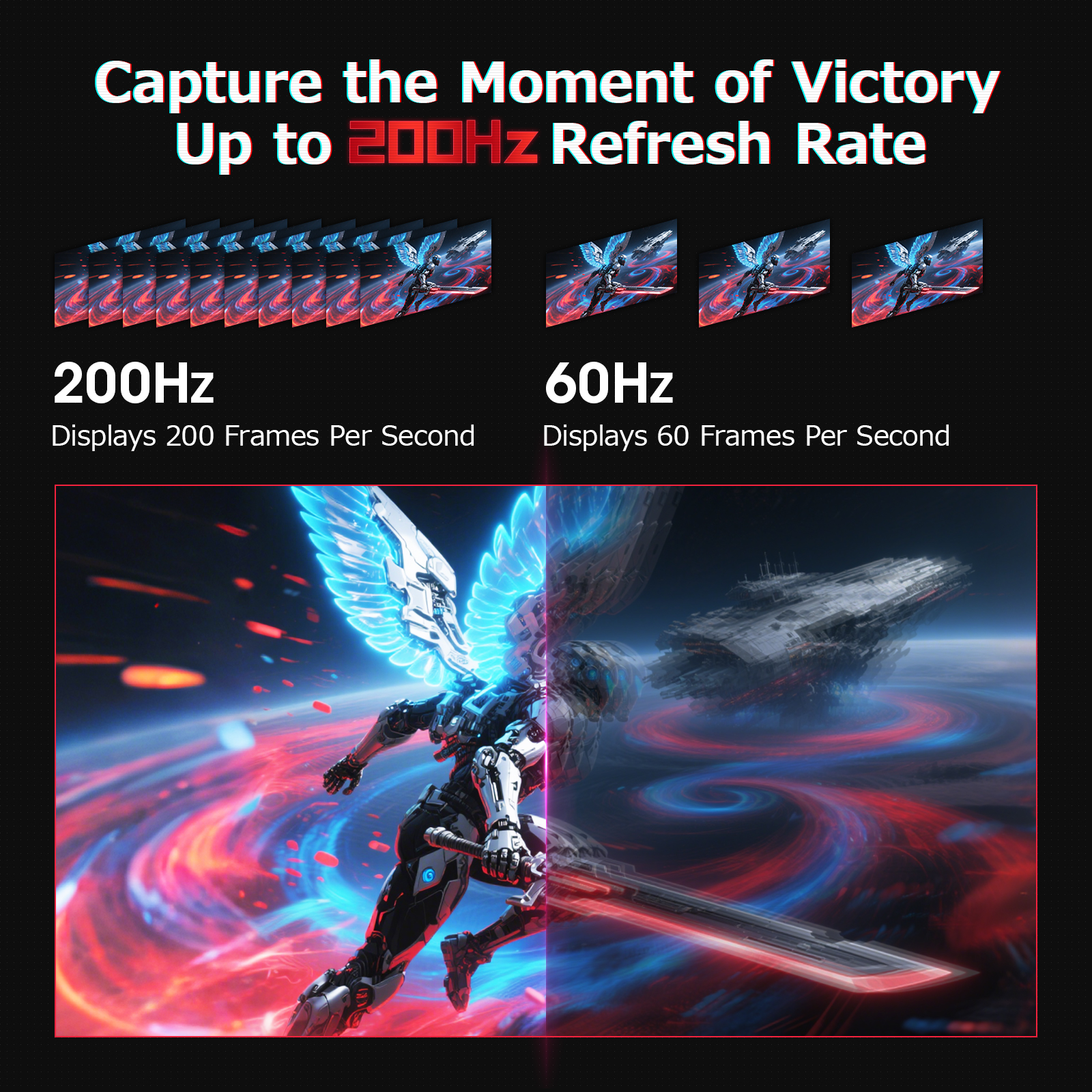 KOORUI 27 Inch Gaming Monitor, QHD 200Hz 1ms IPS Display with Adaptive Sync & HDR 400 | 95% DCI-P3 Color Accuracy | HDMI 2.1/DP 1.4 Ports | VESA Mount Compatible | Anti-Flicker Low Blue Light (G2721P)