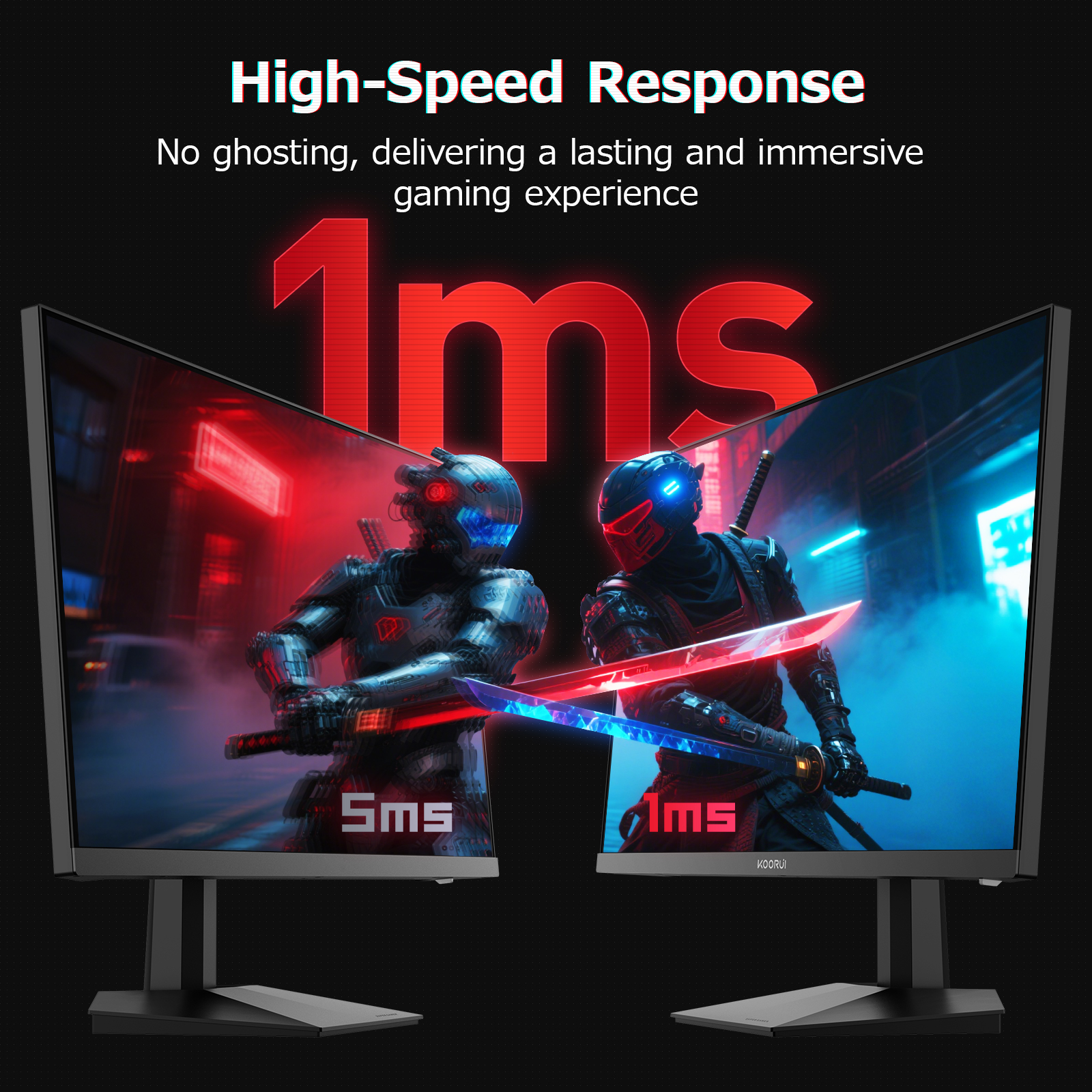 KOORUI 27 Inch Gaming Monitor, QHD 200Hz 1ms IPS Display with Adaptive Sync & HDR 400 | 95% DCI-P3 Color Accuracy | HDMI 2.1/DP 1.4 Ports | VESA Mount Compatible | Anti-Flicker Low Blue Light (G2721P)