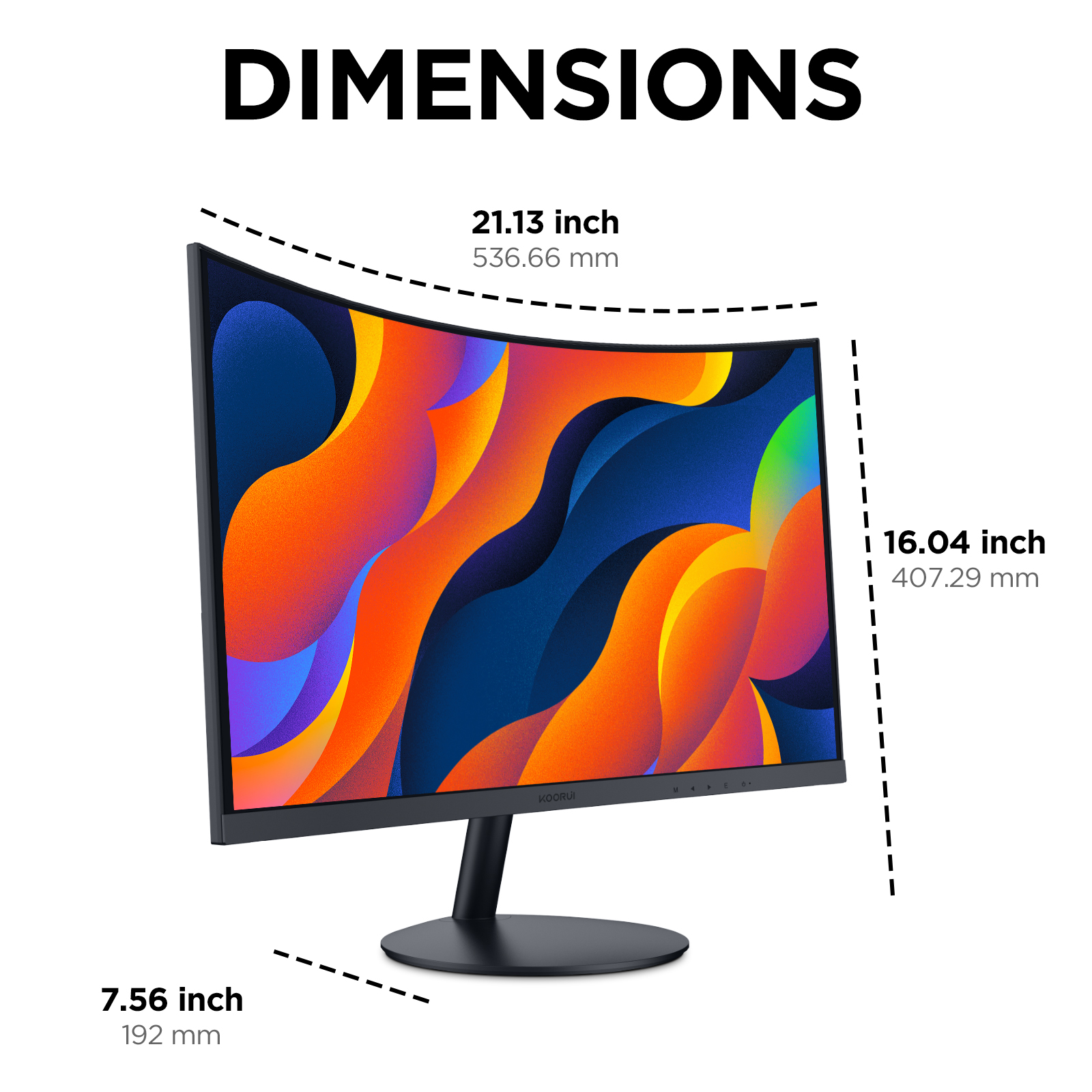 KOORUI 24-Inch Curved Computer Monitor- Full HD 1080P 60Hz Gaming Monitor 1800R LED Monitor HDMI VGA, Tilt Adjustment, Eye Care, Black 24N5C-Koorui