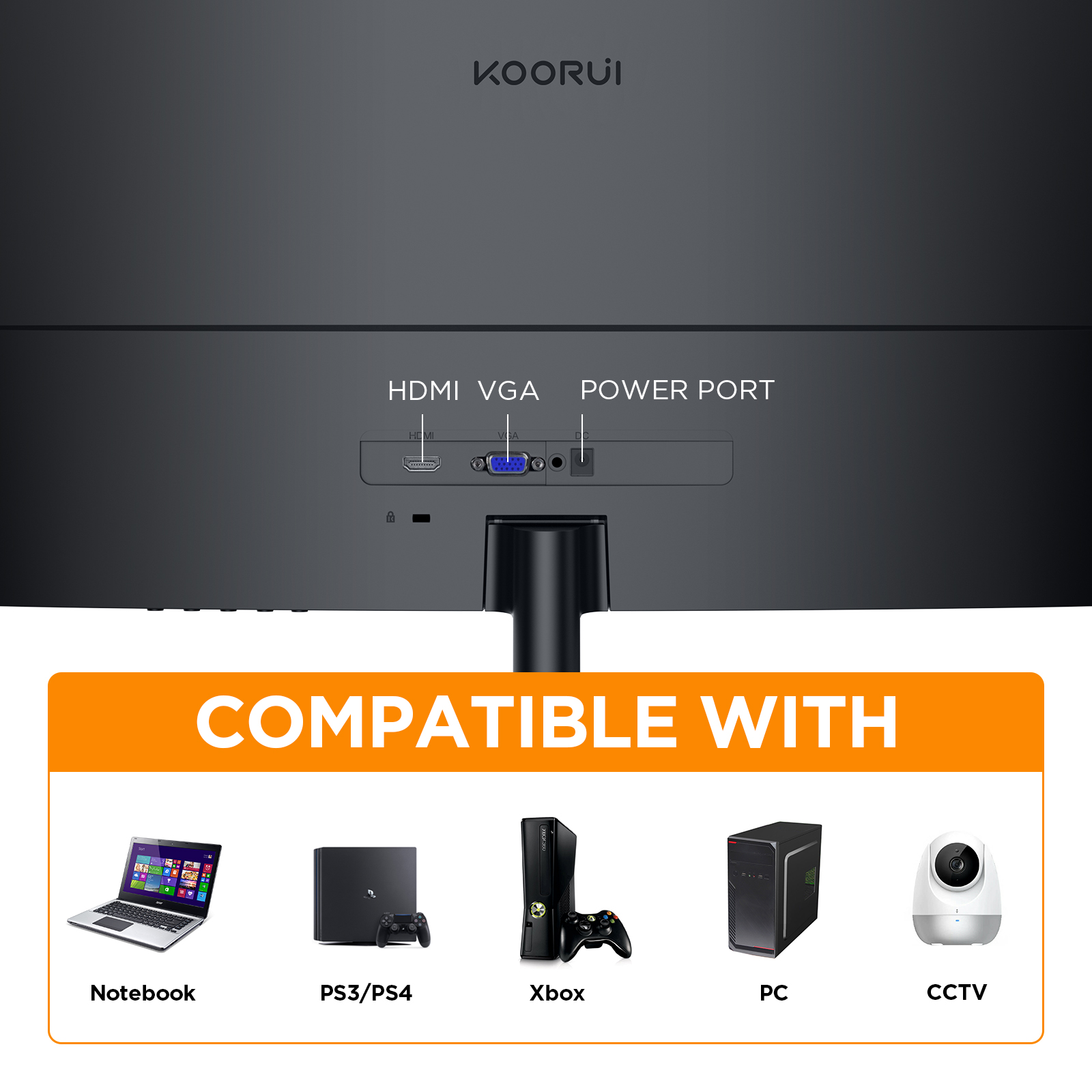 KOORUI 24-Inch Curved Computer Monitor- Full HD 1080P 60Hz Gaming Monitor 1800R LED Monitor HDMI VGA, Tilt Adjustment, Eye Care, Black 24N5C-Koorui