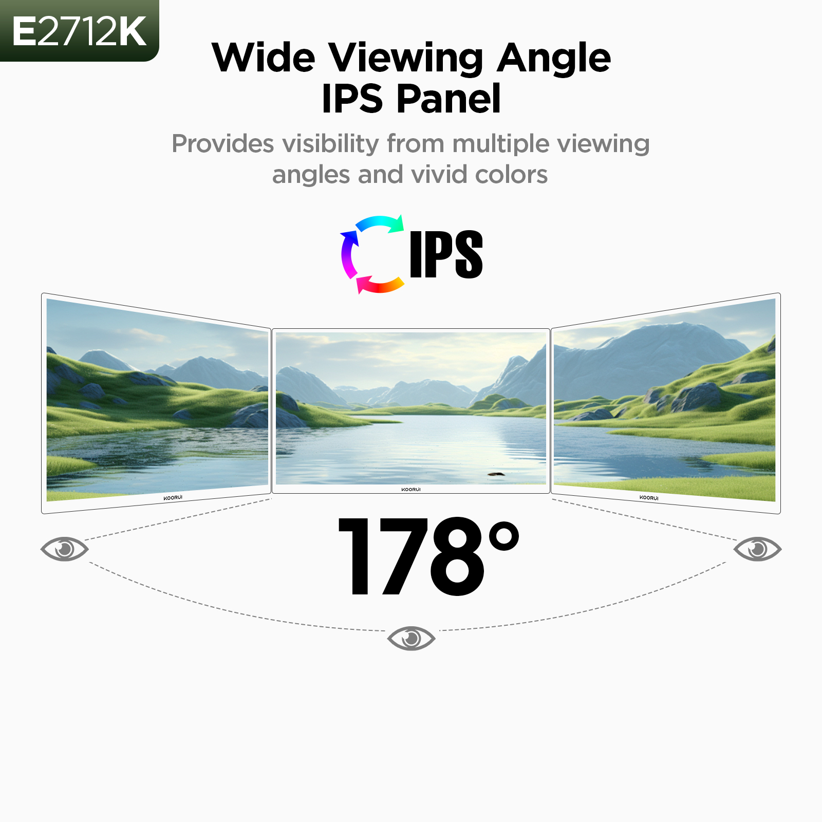 KOORUI 27 Inch Monitor, FHD 1920 x 1080 144Hz Computer Monitor Frameless Office Gaming Monitor with Ergonomic Tilt 1 x HDMI & 1 x VGA (HDMI Cable Included) E2712K