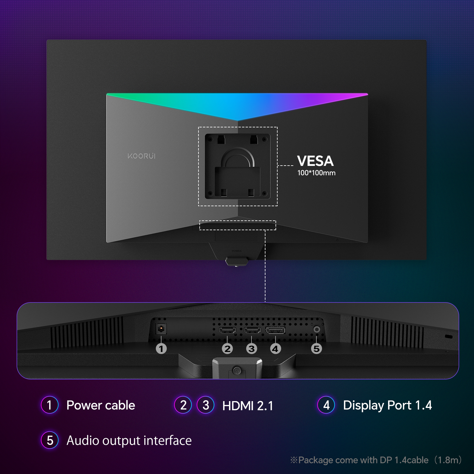 KOORUI Stellux 27’’ QD-OLED 240Hz Gaming Monitor, QHD 1440P Display with AdaptiveSync, 0.03ms (GtG), HDR True Black 400, HDMI 2.1 & DisplayPort, Tilt/Height/Swivel Stand, S2721XO