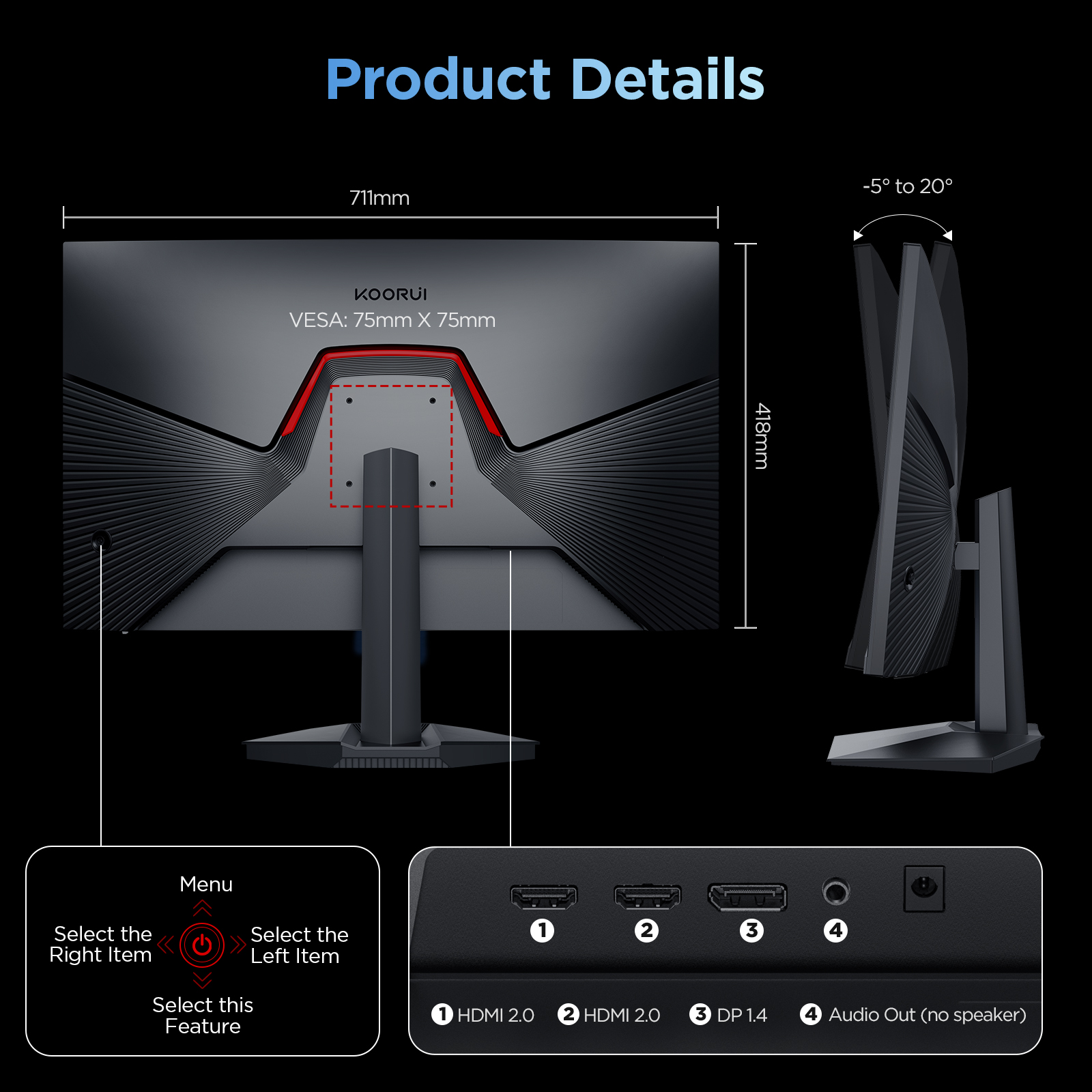 KOORUI 27 Inch Gaming Monitor, 200Hz FHD 1080p, 1ms Adaptive Sync, Fast IPS Computer Monitors with DCI-P3 90%, HDR 400, HDMI 2.0, DisplayPort, Eye Care (G2711P)