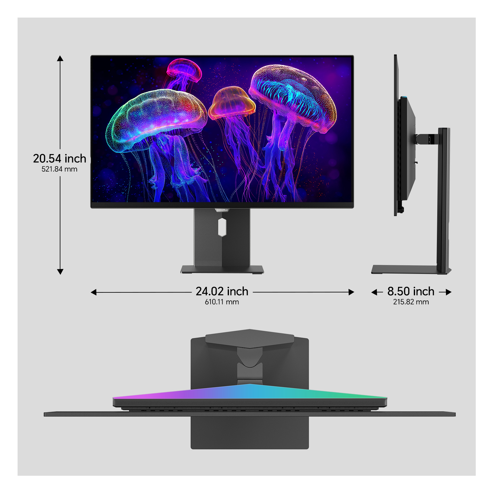 KOORUI Stellux 27’’ QD-OLED 240Hz Gaming Monitor, QHD 1440P Display with AdaptiveSync, 0.03ms (GtG), HDR True Black 400, HDMI 2.1 & DisplayPort, Tilt/Height/Swivel Stand, S2721XO