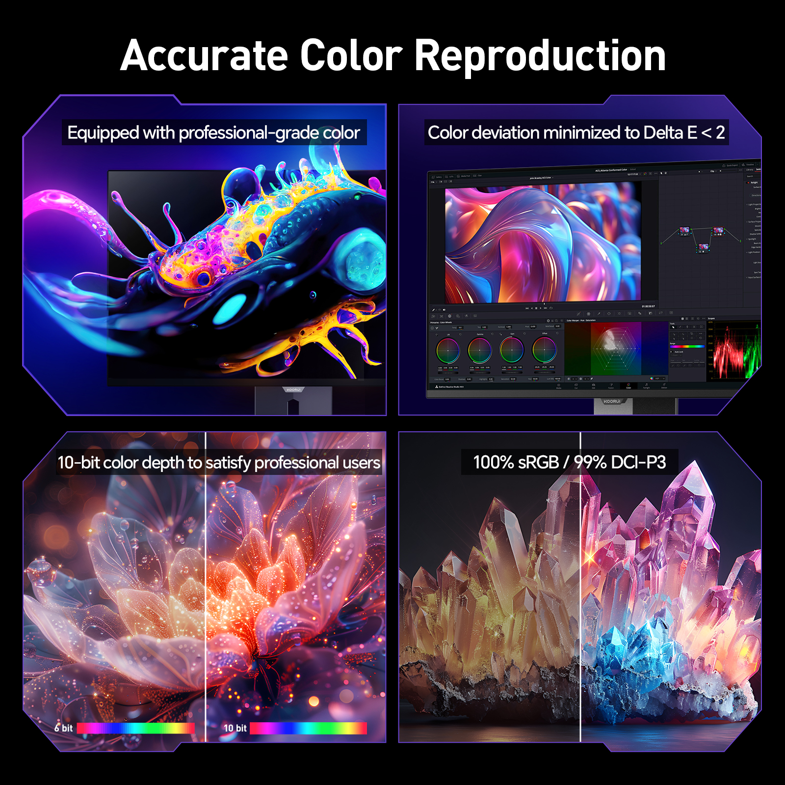 KOORUI 32 inch QD-OLED Gaming Monitor, 4K UHD 3840x2160P 240Hz Monitor, 0.03ms with AdaptiveSync, HDR400, DCI-P3 99%, Slim Screen, PIP/PBP, 90W Type-C, HDMI 2.1, DP 1.4, USB-C 3.1, S3241XO