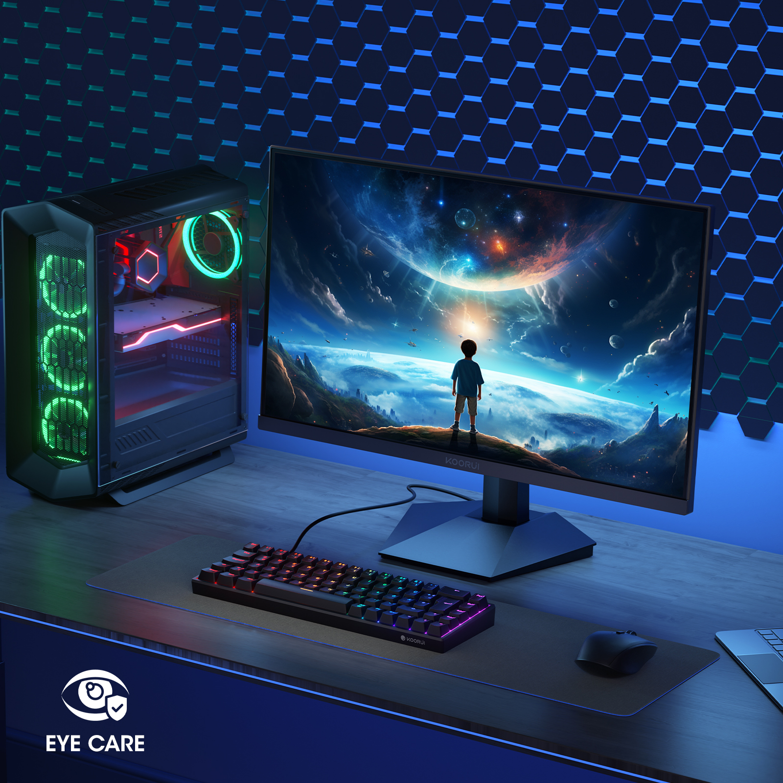 KOORUI 27 Inch Gaming Monitor, 200Hz FHD 1080p, 1ms Adaptive Sync, Fast IPS Computer Monitors with DCI-P3 90%, HDR 400, HDMI 2.0, DisplayPort, Eye Care (G2711P)