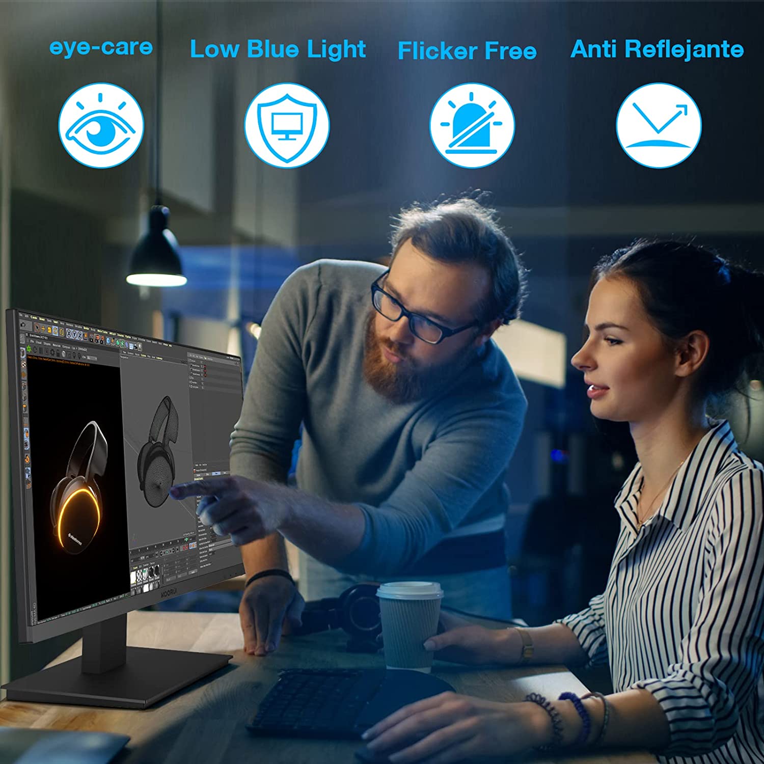 KOORUI 27 inch IPS High-Performance 75Hz 5ms 99% sRGB Office Monitor,Full HD(1920 x 1080p) 3-Side Borderless Computer Monitor,VGA/HDMI Port, Visioncare Blue light filter Non-flash screen-Koorui