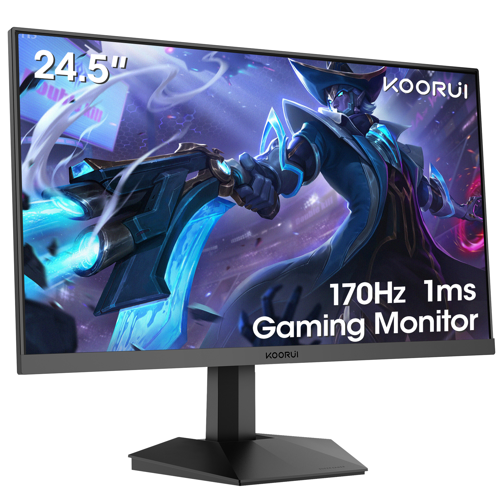 KOORUI 24.5” FHD 1920x1080p VA Gaming Monitor, 170Hz 1ms Monitor, FreeSync Premium, Adaptive Sync, 2xHDMI(144Hz) & DisplayPort(170Hz), sRGB 125%, 75 * 75mm VESA, Tilt Adjustable, Eye Care, Black