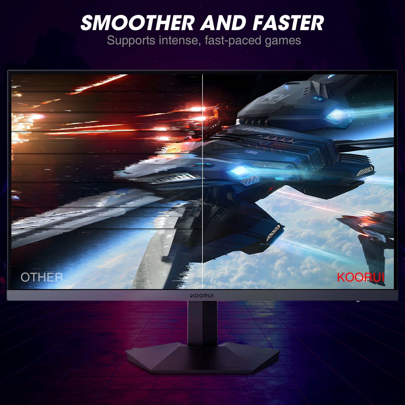 KOORUI 27 Inch Gaming Monitor 240hz, 1ms, FHD 1920x1080, 90% DCI-P3, 100% sRGB Color Gamut, Adaptive Sync Compatible, HDMI, DisplayPort, Black, GN02