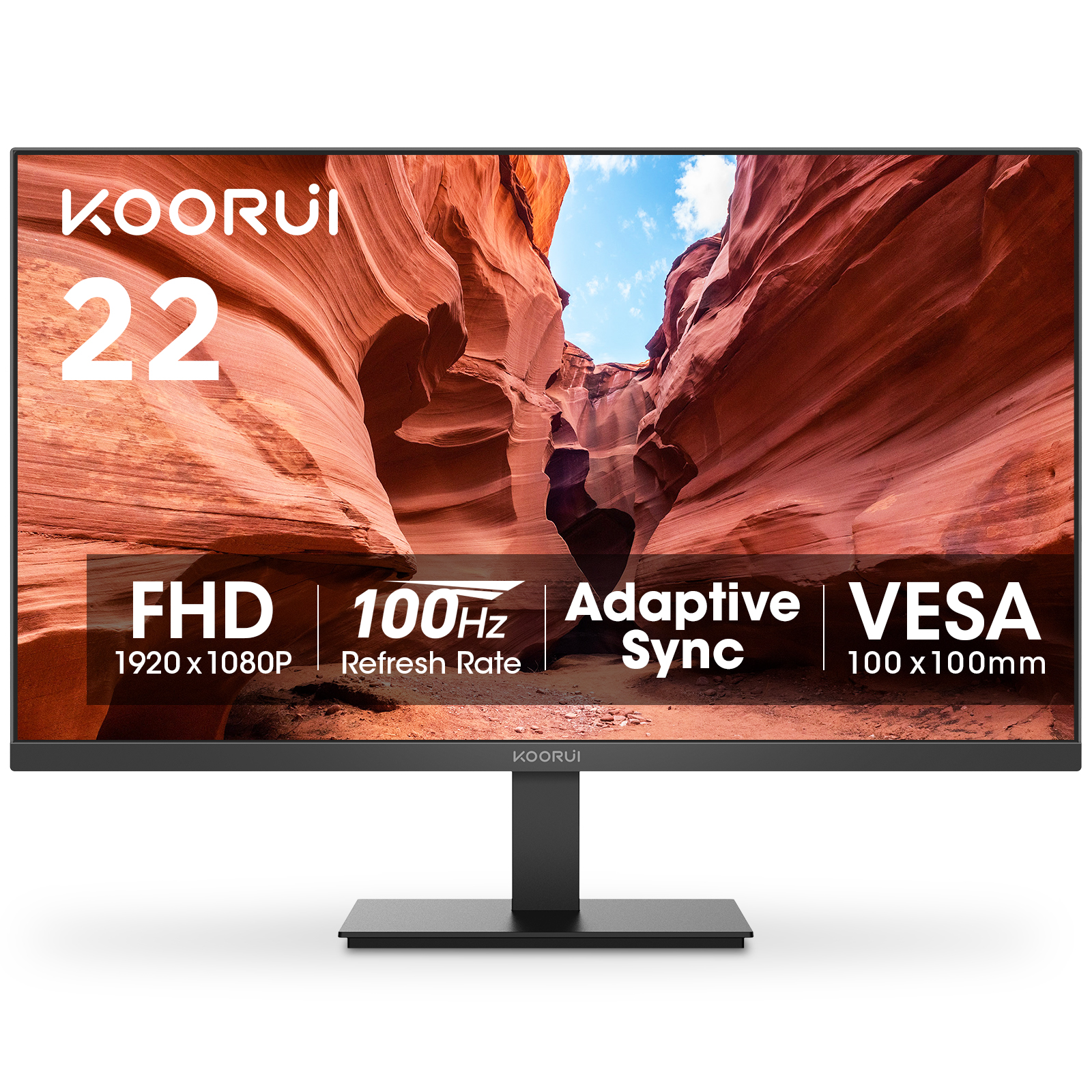KOORUI 22 Inch Computer Monitor, FHD 1080P VA Desktop Display, 75HZ Ultra Thin Bezel/Eye Care/Ergonomic Tilt, HDMI VGA Ports LED Monitor for PC, VESA Mounting