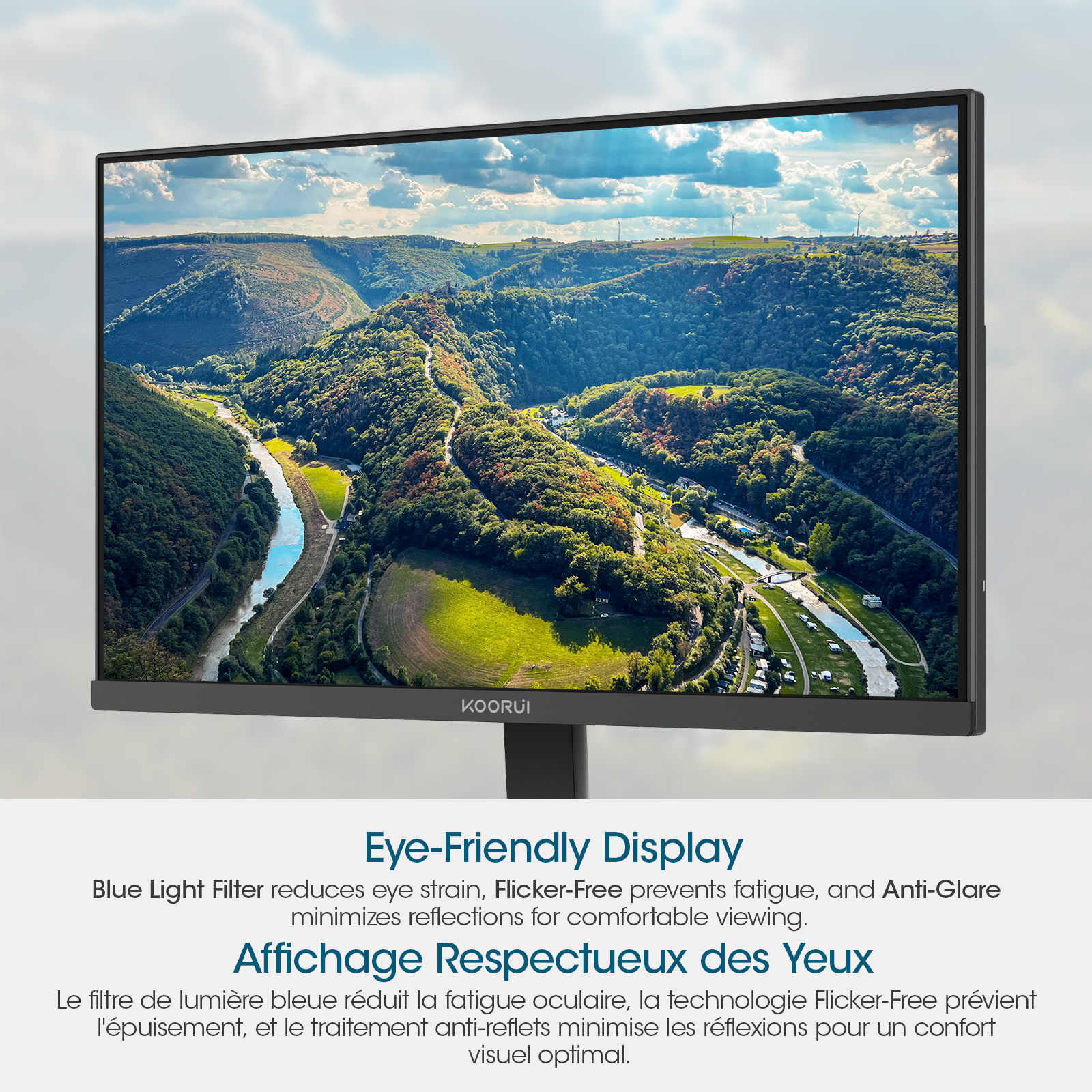 KOORUI 27-inch IPS WQHD (2560 x 1440) Computer Monitor, 100Hz, AdaptiveSync, HDMI, DP Port, Tilt, VESA Mountable, Eye Care, 2K PC Monitor for Gaming and Working, Black, E2721F