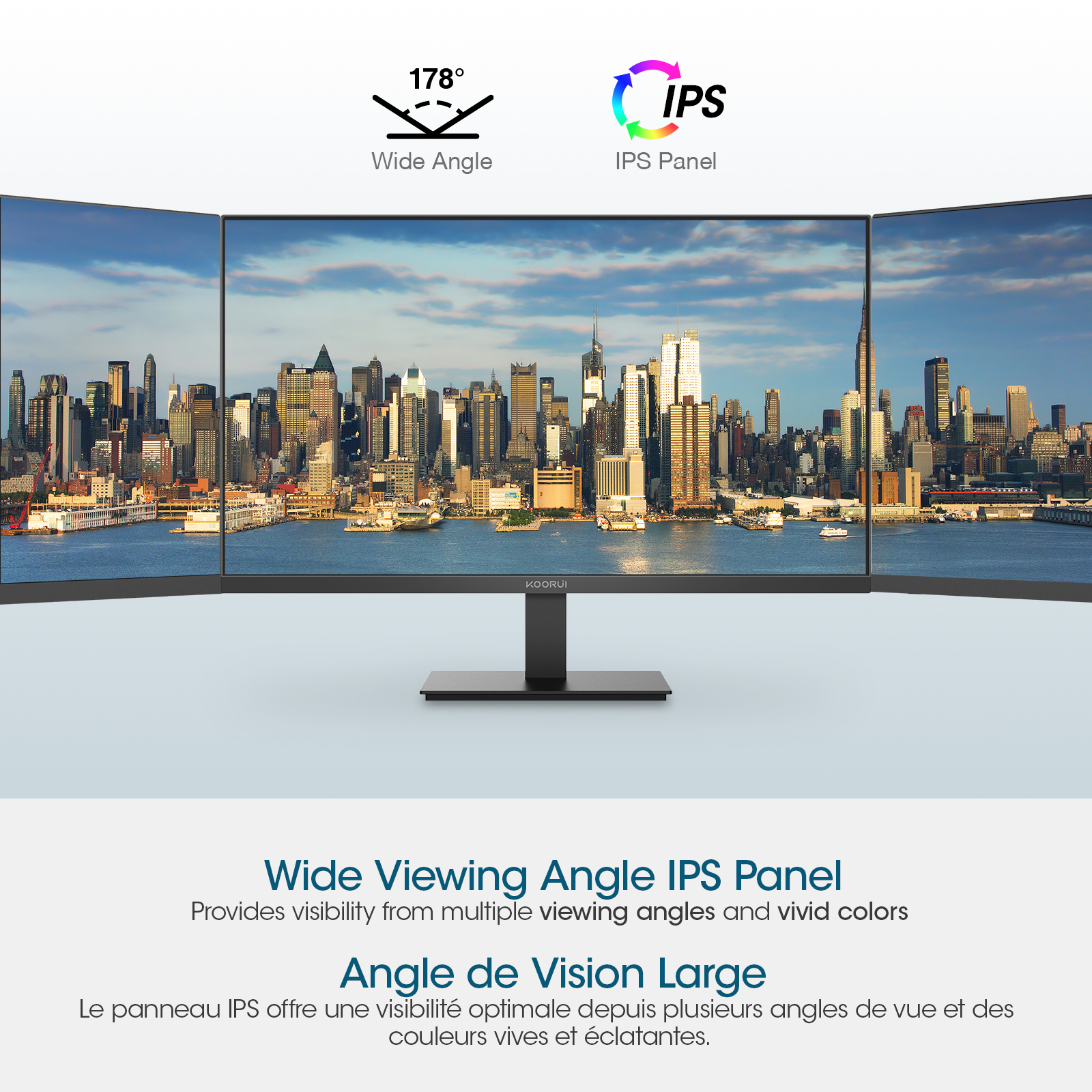 KOORUI 27-inch IPS WQHD (2560 x 1440) Computer Monitor, 100Hz, AdaptiveSync, HDMI, DP Port, Tilt, VESA Mountable, Eye Care, 2K PC Monitor for Gaming and Working, Black, E2721F