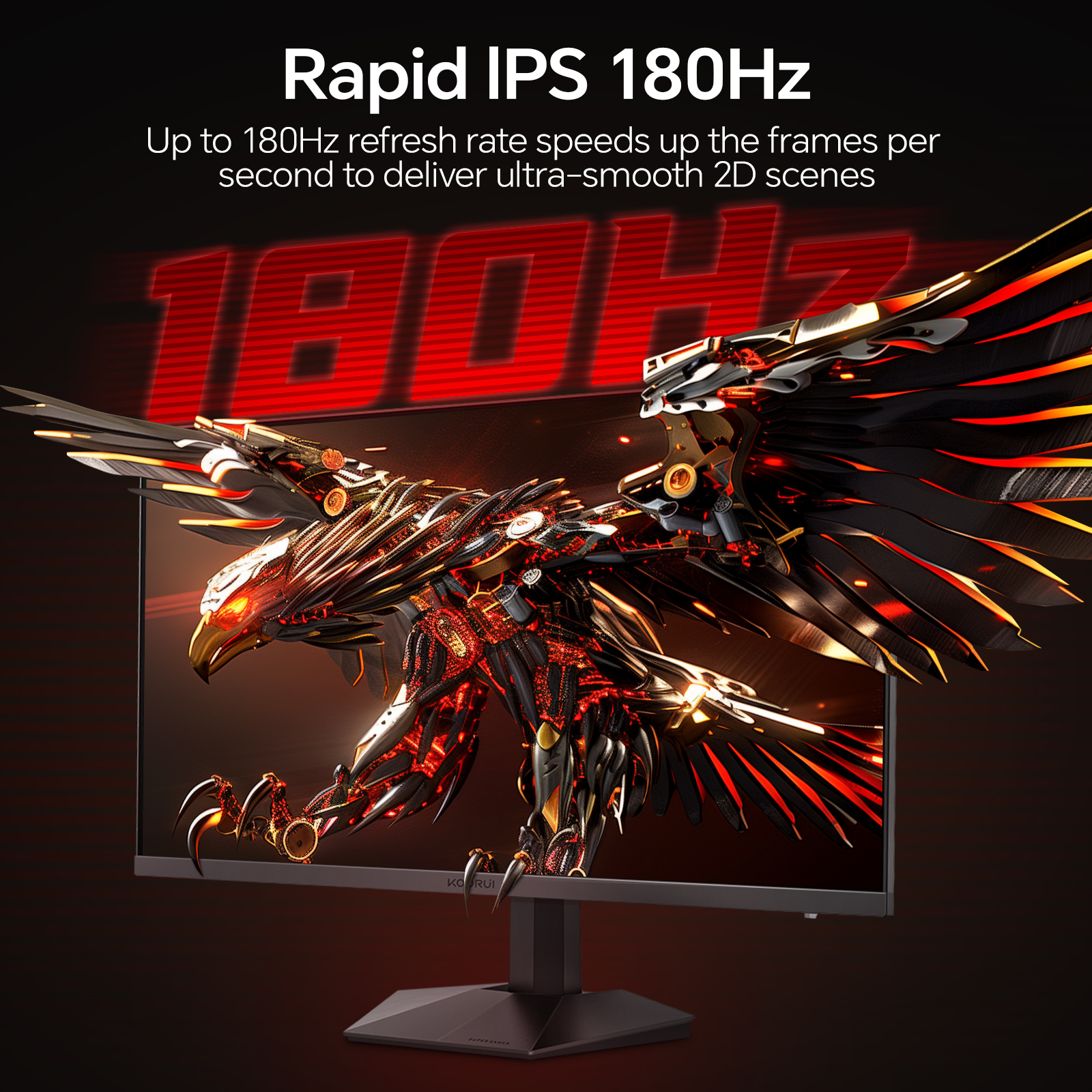 KOORUI Gaming Monitor, 24" Fast IPS Computer Monitor, 180Hz QHD HDR400 Display, 1ms PC Screen, 90% DCI-P3 Color Gamut, Adaptive Sync, Ultra Slim Frame, VESA Mountable, HDMI 2.0, DP 1.4, G2421V