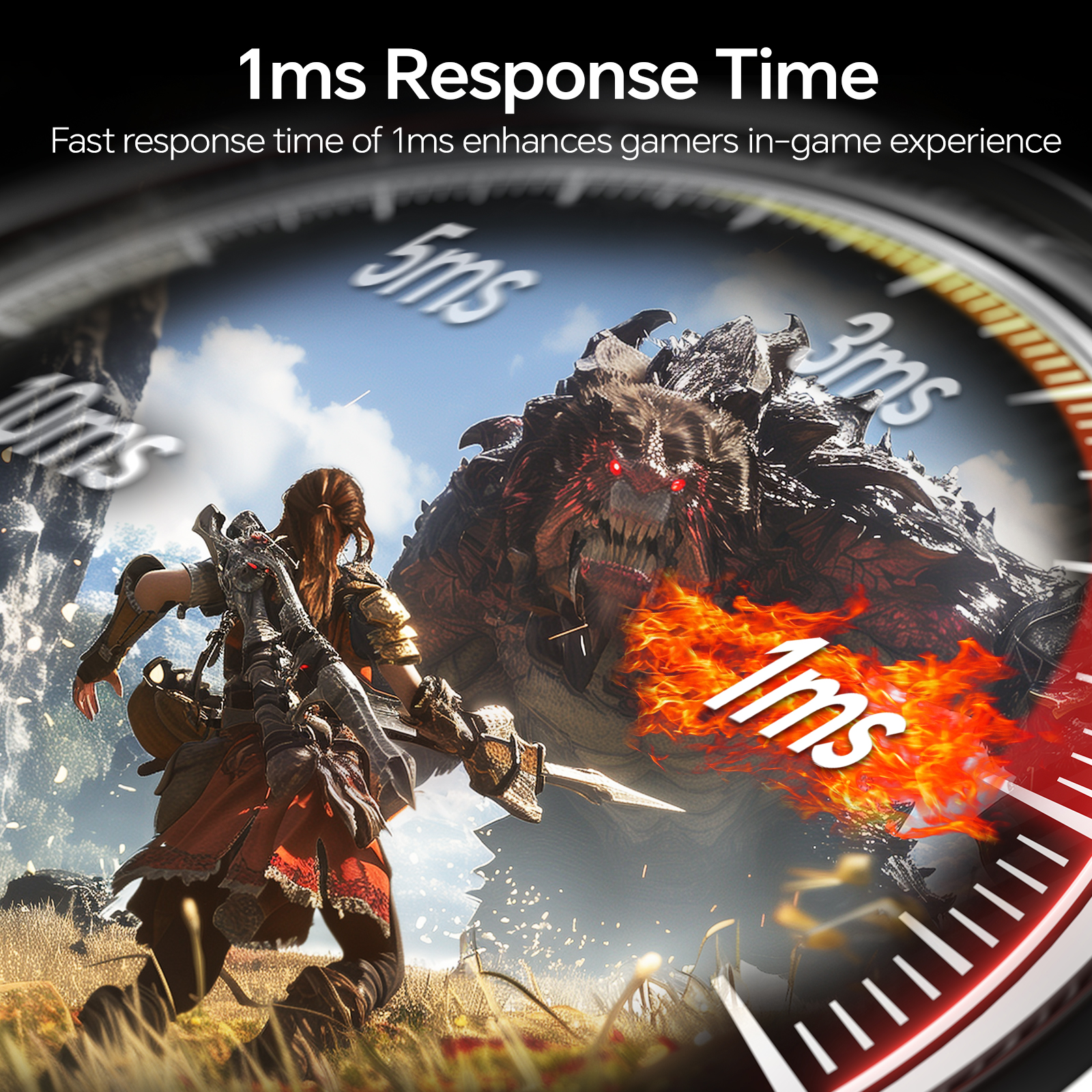 KOORUI Gaming Monitor, 24" Fast IPS Computer Monitor, 180Hz QHD HDR400 Display, 1ms PC Screen, 90% DCI-P3 Color Gamut, Adaptive Sync, Ultra Slim Frame, VESA Mountable, HDMI 2.0, DP 1.4, G2421V