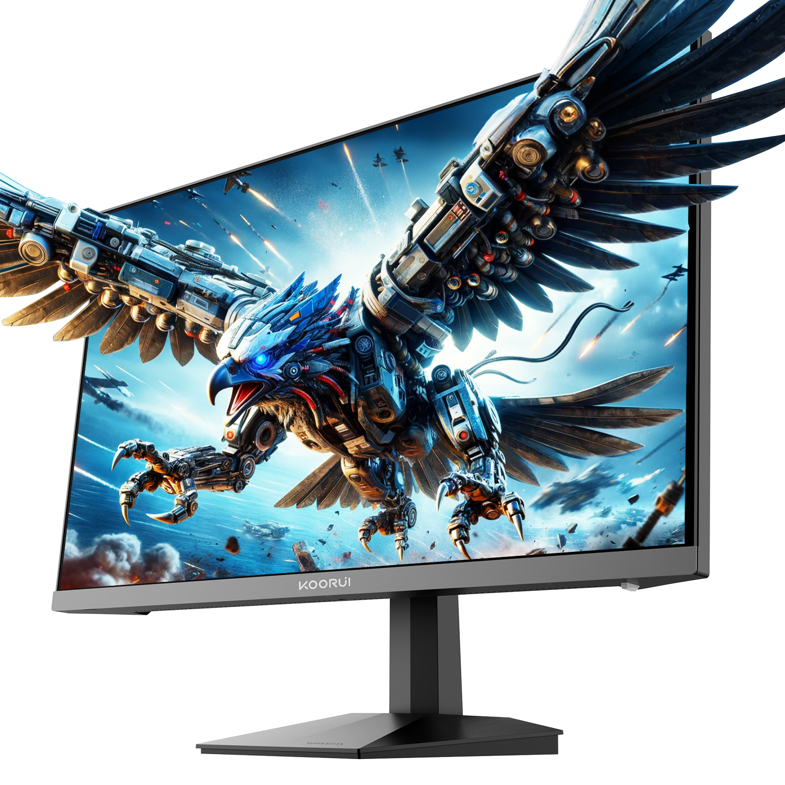 KOORUI Gaming Monitor 24.5 inch, Full HD 1920x1080 200Hz 180Hz 1ms, IPS, HDR 400, 2 x HDMI 2.0, 1x Displayport, Adaptive Sync, 3-Sided Frameless, Wall Mount, Black, G2511P