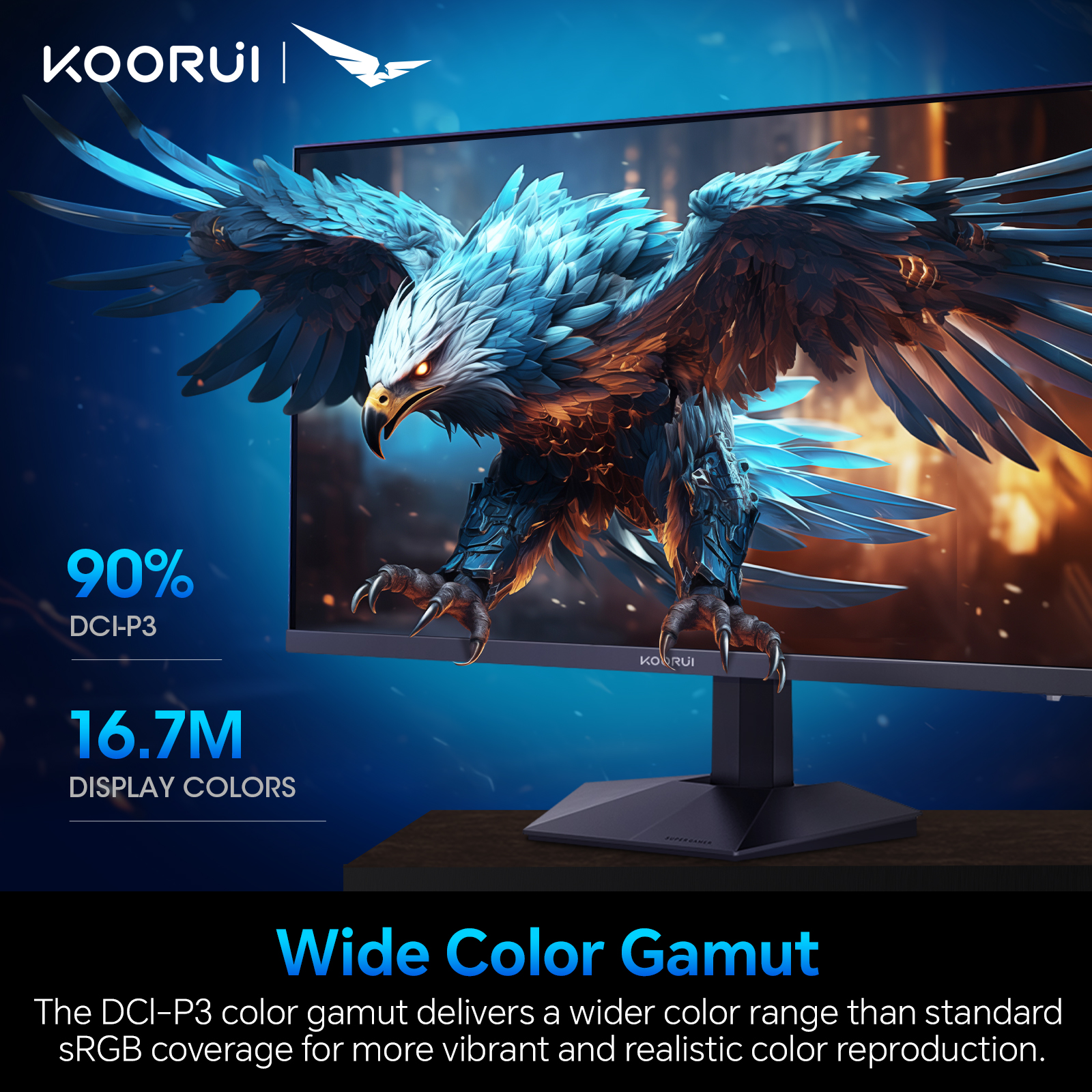 KOORUI Gaming Monitor 24.5 inch, Full HD 1920x1080 200Hz 180Hz 1ms, IPS, HDR 400, 2 x HDMI 2.0, 1x Displayport, Adaptive Sync, 3-Sided Frameless, Wall Mount, Black, G2511P