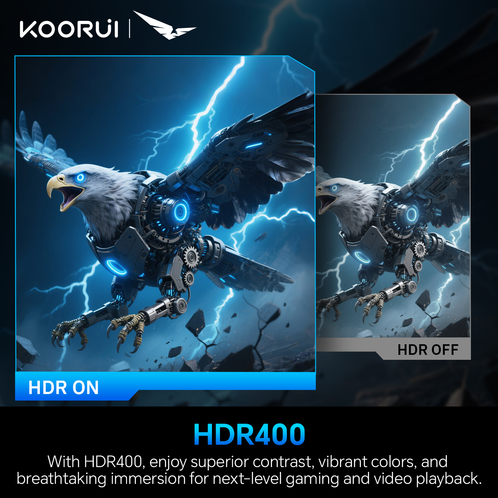 KOORUI Gaming Monitor 24.5 inch, Full HD 1920x1080 200Hz 180Hz 1ms, IPS, HDR 400, 2 x HDMI 2.0, 1x Displayport, Adaptive Sync, 3-Sided Frameless, Wall Mount, Black, G2511P