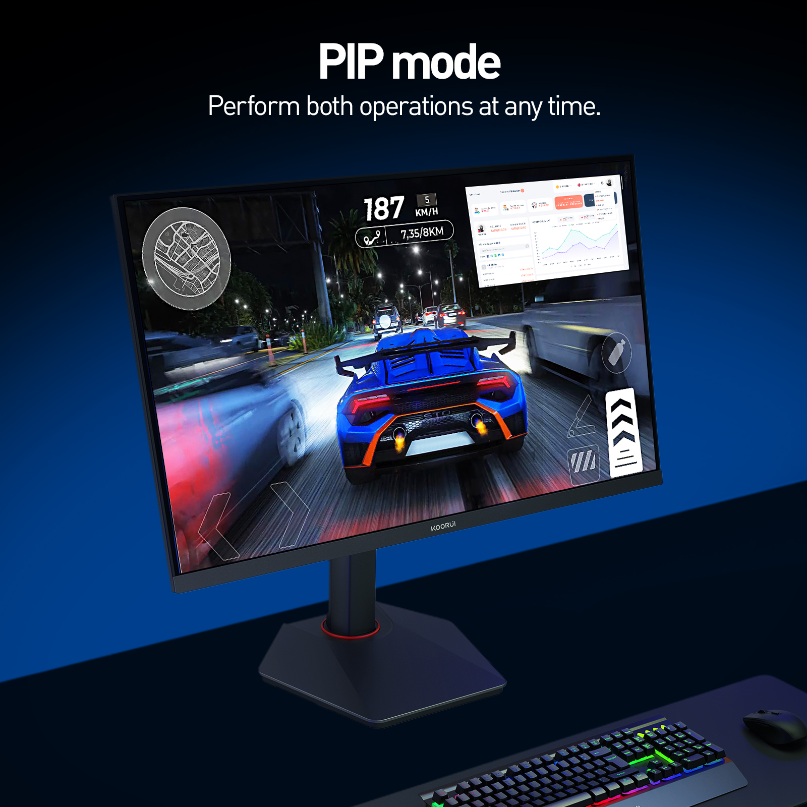 KOORUI 27 inch Gaming Monitor,One-Click Dual-Mode 4K UHD 160Hz / FHD 320Hz, 1ms, 95% DCI-P3/100% sRGB, HDR400, Adaptive Sync, HDMI 2.1/DP 1.4(Cable Include), VESA 75×75, Height Adjustable - Black