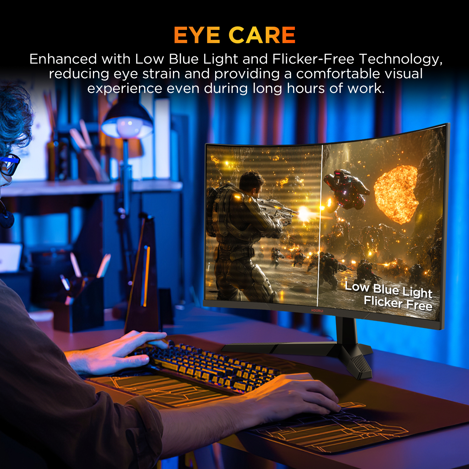 KOORUI 25 inch 240Hz 1500R Curved Gaming Monitor,1ms GTG,FHD 1080P,90% DCI-P3, 3000:1 Contrast, HDR10, Adaptive Sync, HDMI 2.0/DP 1.4(Cable Include), VESA 75x75 - Black