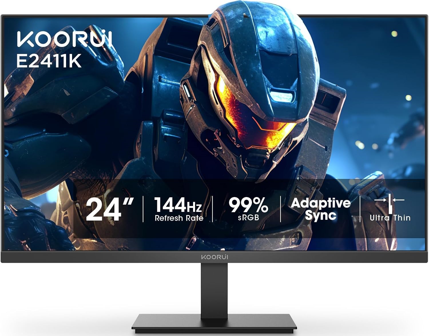 KOORUI 24 inch Computer Monitor, 144Hz IPS FHD (1920 x 1080) 99% sRGB 1000:1,Adaptive Sync,PC Desktop Monitors for Computer,HDMI/VGA Ports,100 x 100 mm VESA Mountable,Eyecare,Black