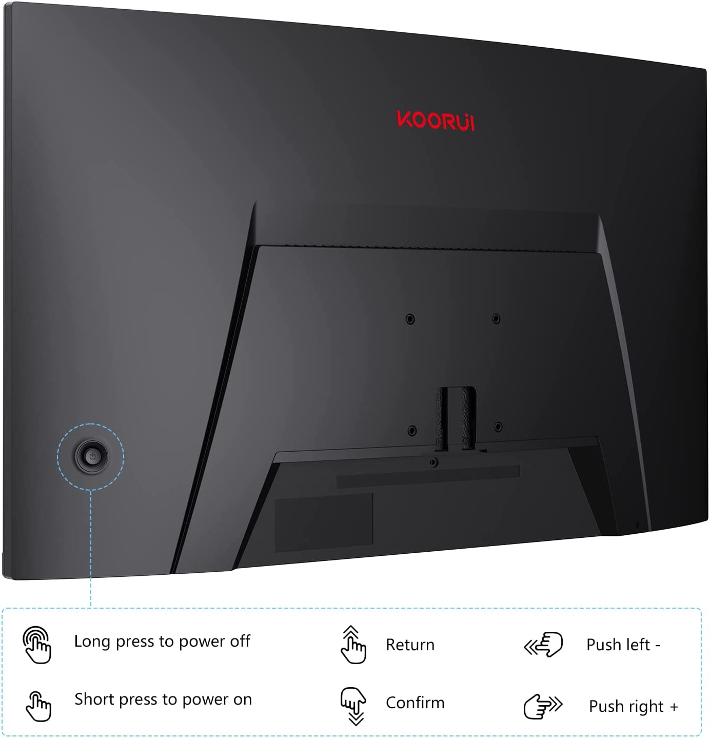 KOORUI 27 inch 144Hz 1ms 2K QHD Curved Gaming Monitor,Freesync(G-sync Compatible),100% sRGB Fast VA Computer Monitor,HDMI/DisplayPort,Vision care,Rocker Button-Koorui