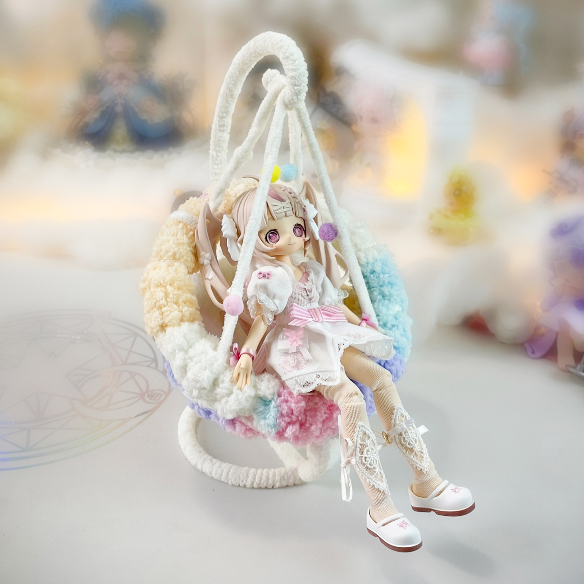 手編みのバスケット装飾品／BJD・MJDフィギュア／撮影用・装飾用