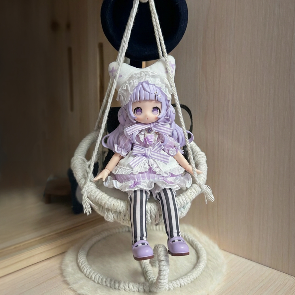 手編みのバスケット装飾品／BJD・MJDフィギュア／撮影用・装飾用