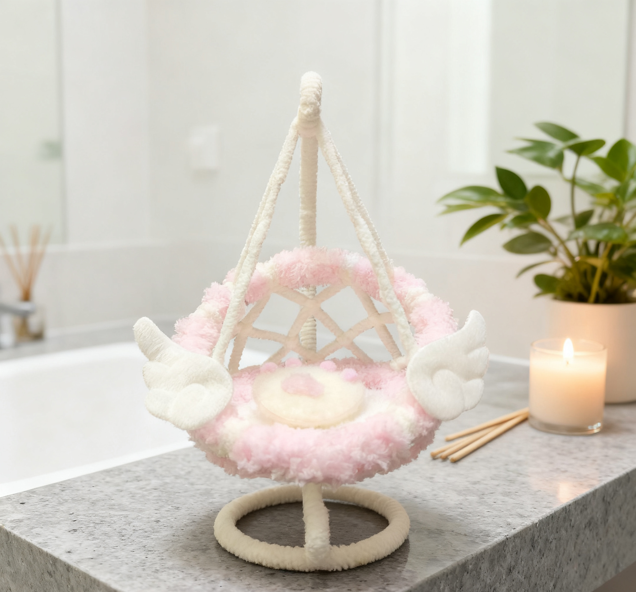 手編みのバスケット装飾品／BJD・MJDフィギュア／撮影用・装飾用