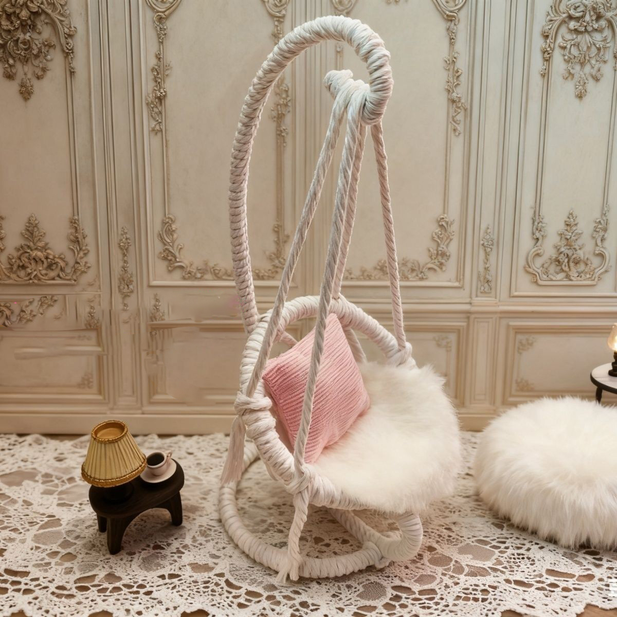 手編みのバスケット装飾品／BJD・MJDフィギュア／撮影用・装飾用