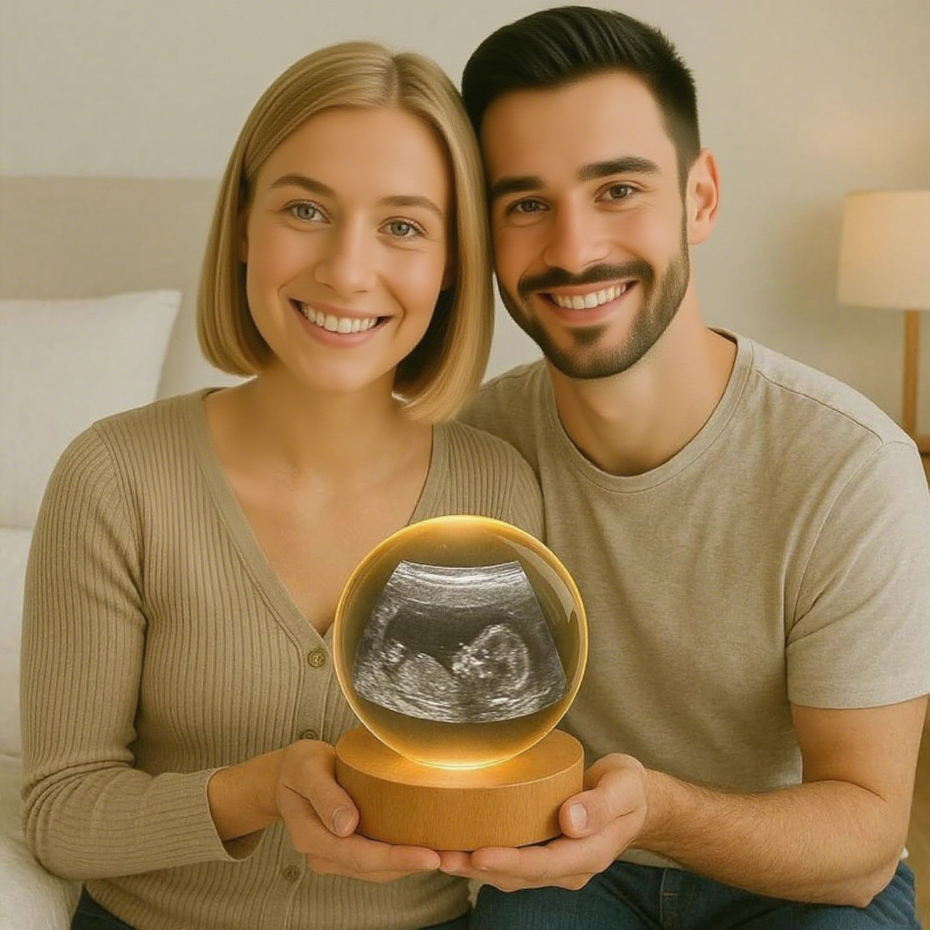 Customized 3D Fetal Ultrasound Crystal Ball Night Light Warm Gift for New Mothers