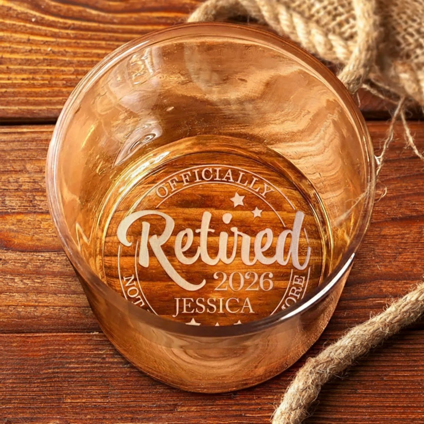 Personalised Engraved Whiskey Glass Officially Retired Not My Problem Anymore Retirement Gifts
