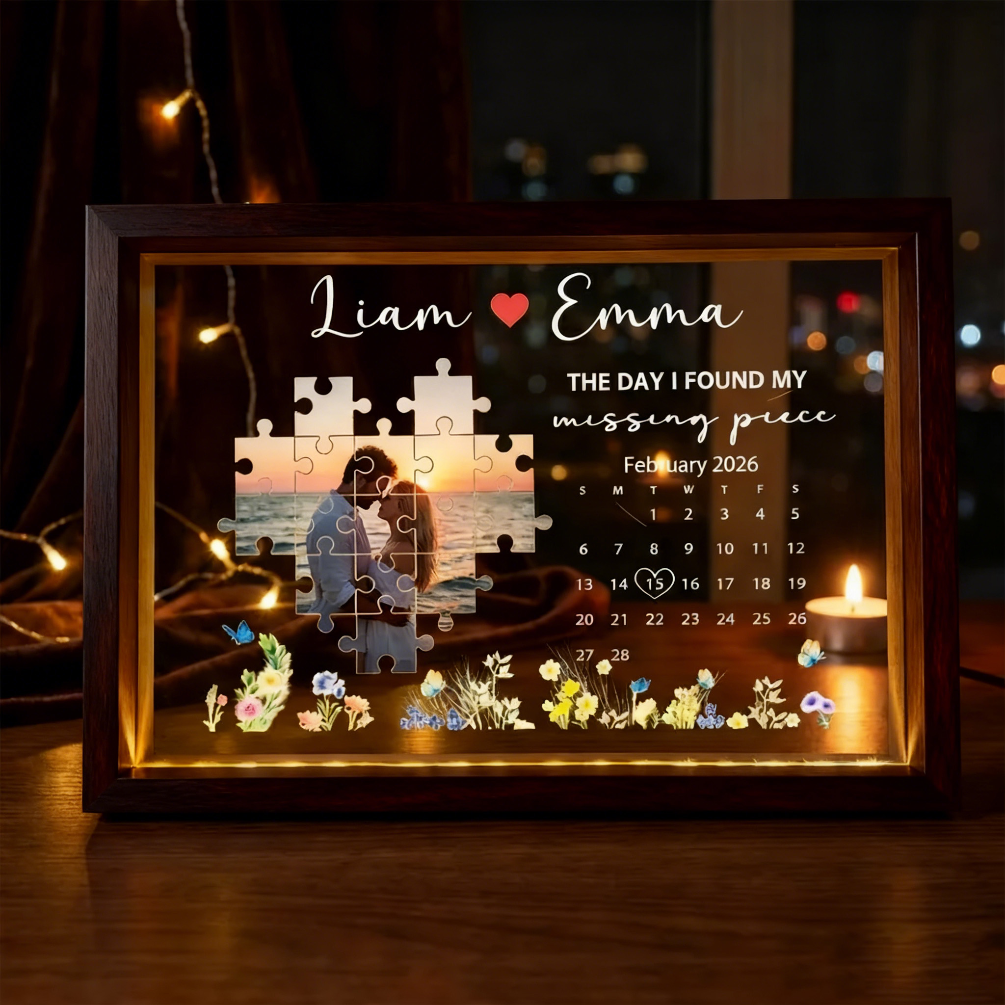 Custom Photo Light Frame The Day I Found My Missing Piece Customized Light Frame Personalised Valentine's Day Gifts