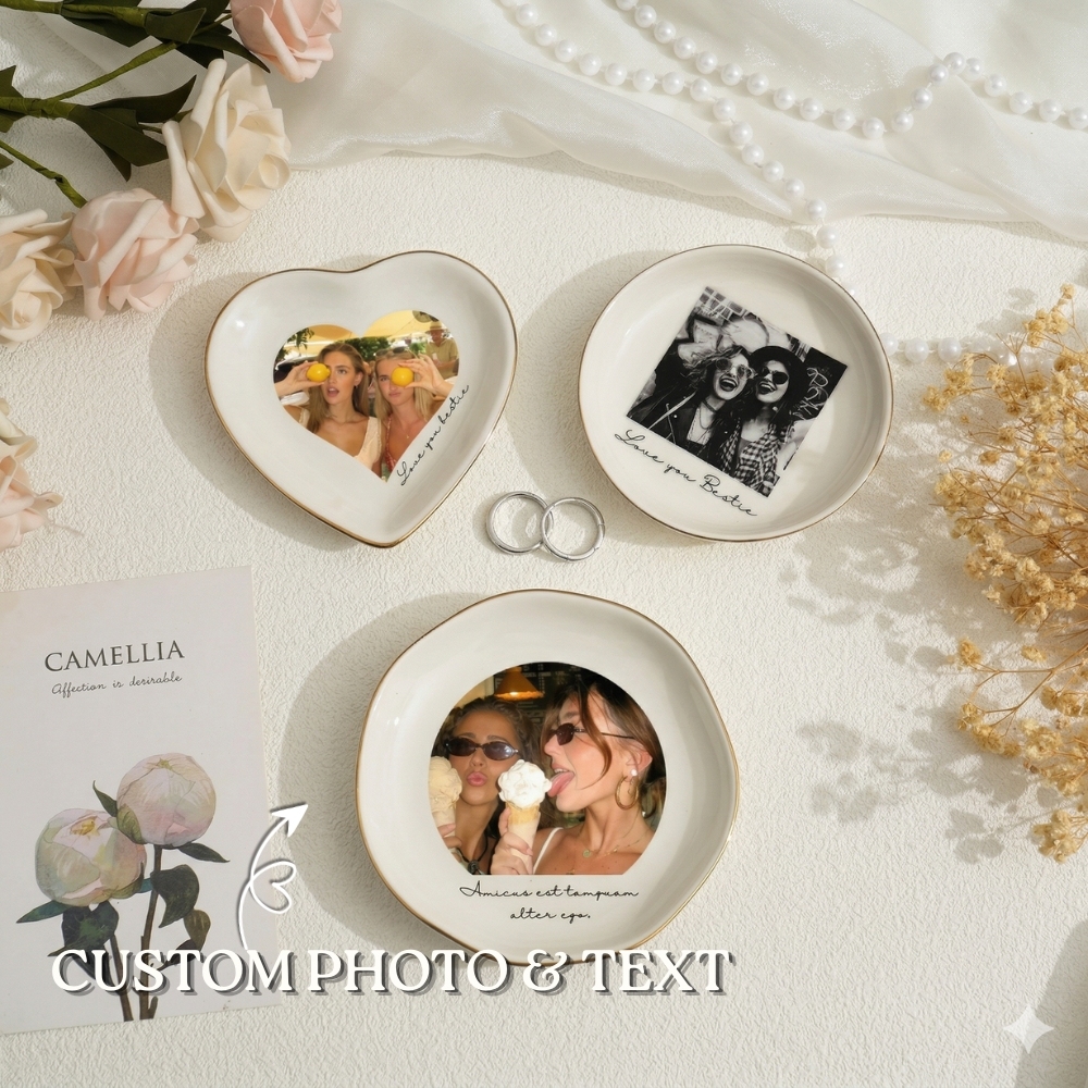 Personalised Ring Dish Custom Photo Jewelry Ring Dish Wedding Gift for Best Friend/Bestie