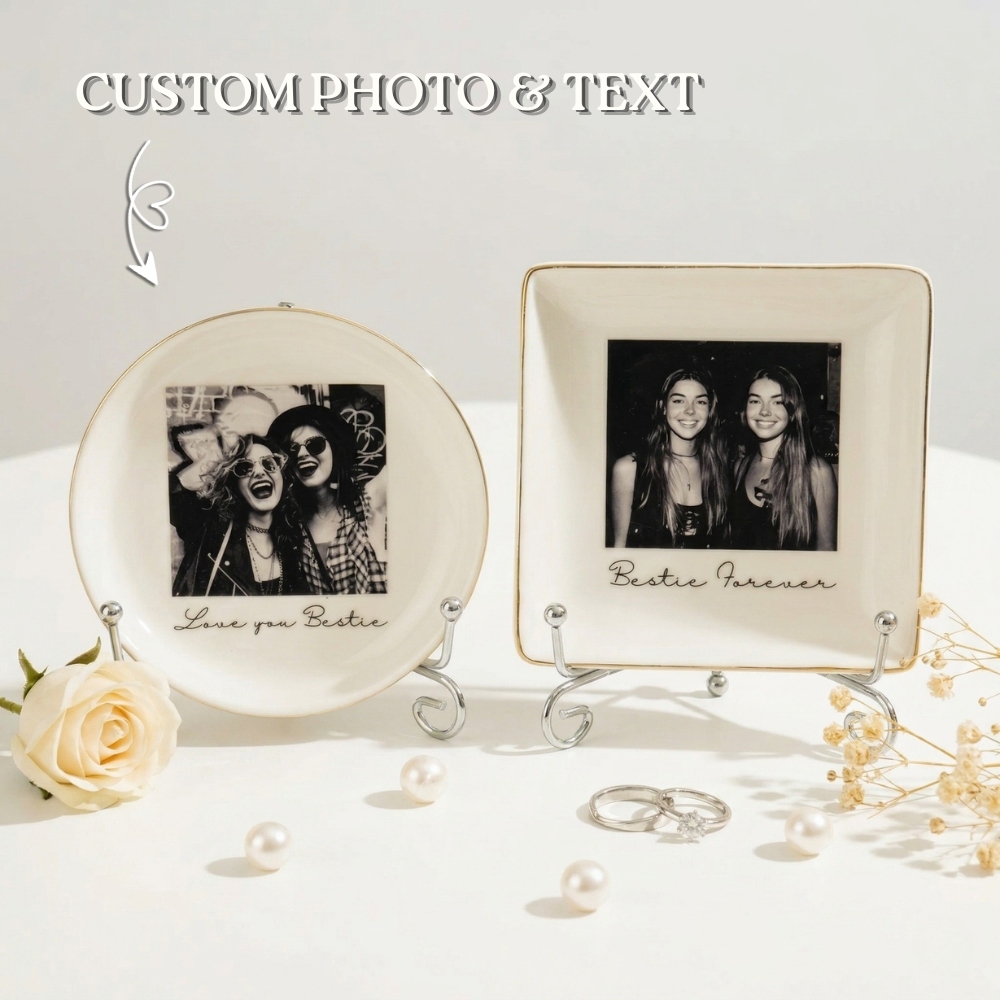 Personalised Ring Dish Custom Photo Jewelry Ring Dish Wedding Gift for Best Friend/Bestie