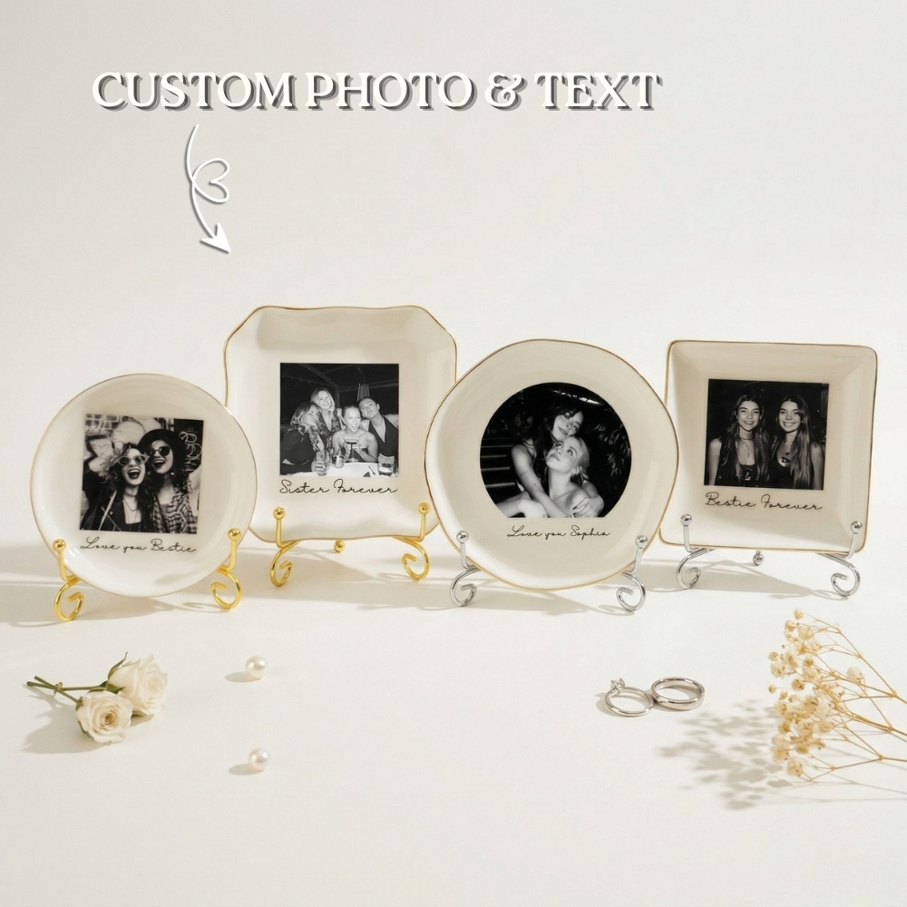 Personalised Ring Dish Custom Photo Jewelry Ring Dish Wedding Gift for Best Friend/Bestie