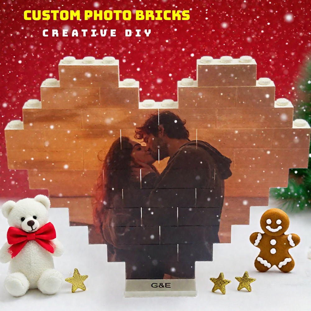 Custom Building Bricks Christmas Gifts for Couple Personalised Photo Block Love Puzzle Brick