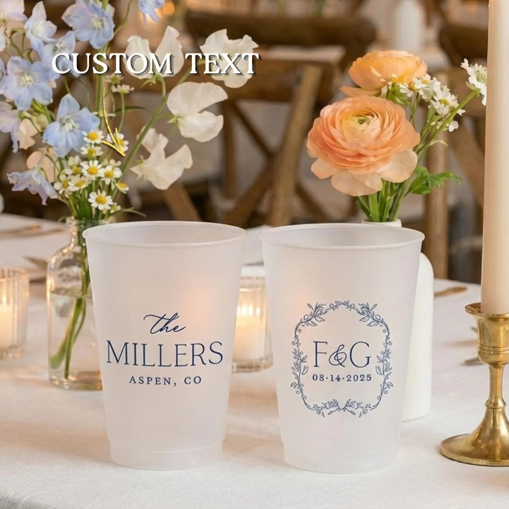 Personalised Frosted Wedding Cups Custom Shatterproof Cups Wedding Reception Favors Frosted Cups for Wedding
