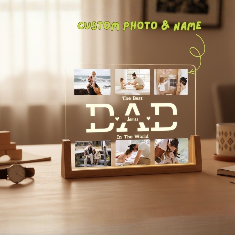 Personalised Mum LED Night Light with Custom Wooden Base Unique Mother's Day Gift from Daughter