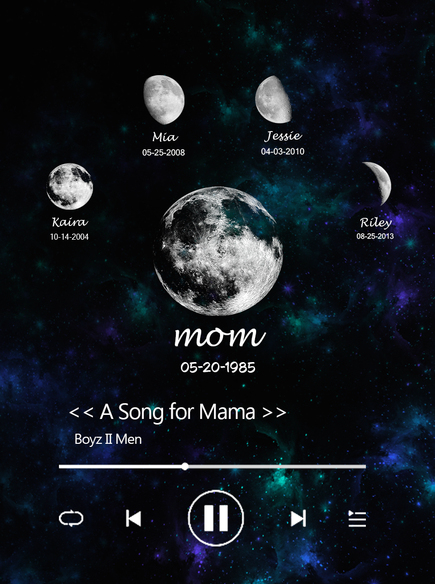 Photo Frame with Music Custom Whole Song Frame Personalised Moon Phases Music Player Mother's Gift for Mom