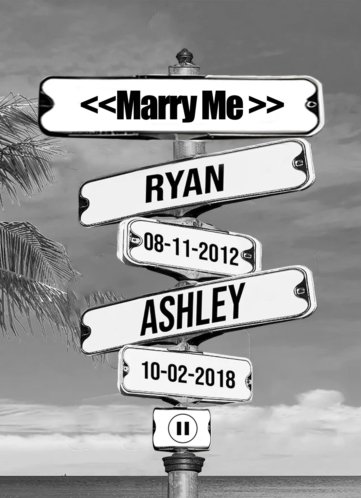 Personalised Music Frame with Names and Date of Birth Vintage Street S