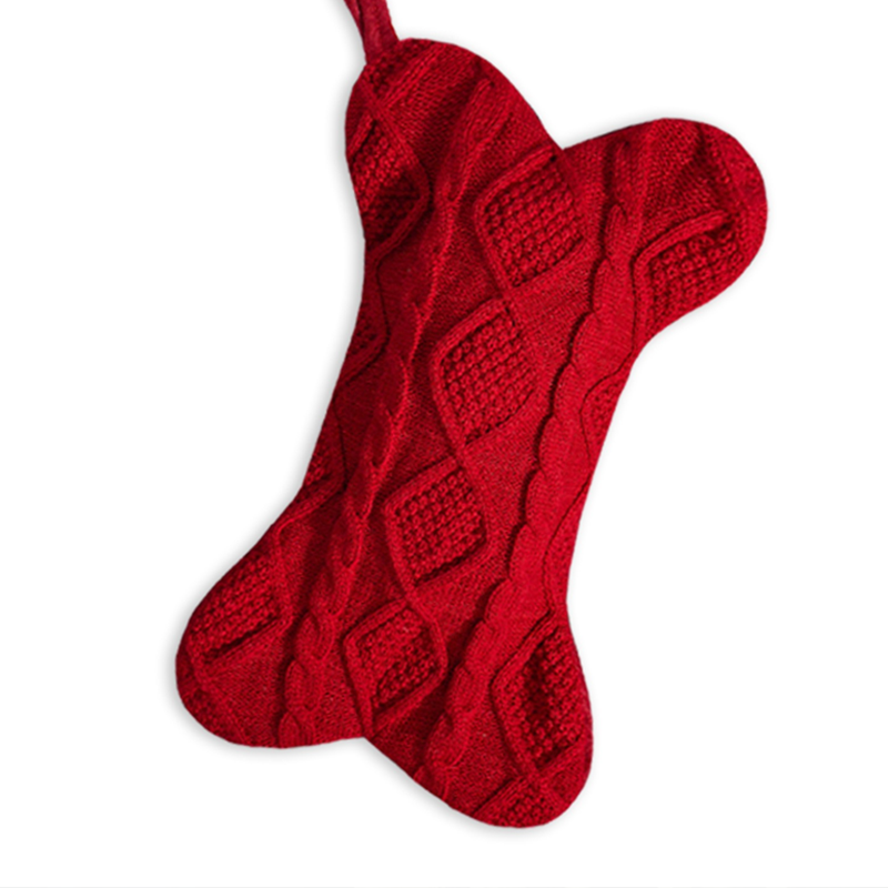 Personalised Name Hand Embroidered Dog Bone Knitted Pet Stockings Bone